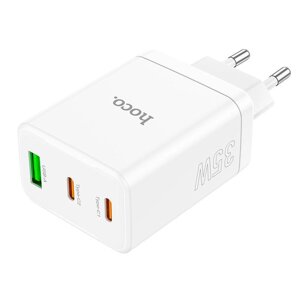 Адаптер мережевий HOCO Start three-port charger N33 35W зарядний блок білий