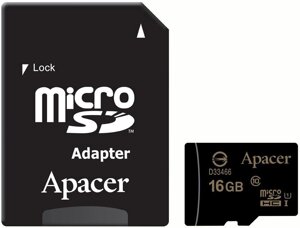 Карта пам'яті Apacer microSDHC 16GB Class 10 UHS-I +SD-адаптер