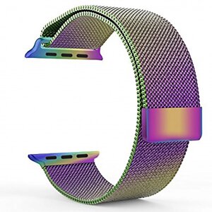 Ремінець Apple Watch 42/44 Milanese Loop Oil-rainbow Міланська петля веселка