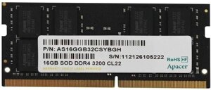 Оперативна пам'ять Apacer DDR4 SO-DIMM 16 ГБ 3200 МГц ES. 16G21. GSH