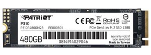 Накопичувач внутрішній швидкісний М2 SSD 480G NVMe PCIe Gen3x4 M. 2 2280 PATRIOT P310