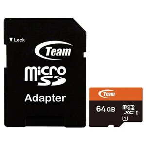 Картка пам'яті Team microSDXC 64 GB Class 10 UHS-1 U3 (з адаптером) (TUSDX64GUHS03)