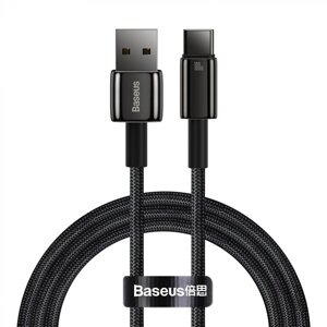 Кабель Baseus Tungsten Gold Fast Charging 100W USB-A to USB-C 2 метри чорний