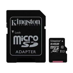 Картка пам'яті Kingston 64 GB microSDXC Class 10 UHS-I Canvas Select + SD Adapter SDCS/64GB