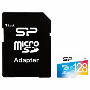 Картка пам'яті MicroSDXC 128 GB SILICON POWER C10 Elite Color UHS-I + adapter SP128GBSTXBU1V21SP