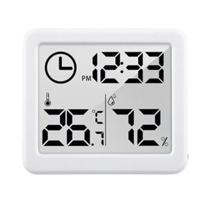 Термометр-гігрометр-годинник з дисплеєм 3.2" Electronic Hygrometer PD-WDJ-01 81*71*10 мм білий