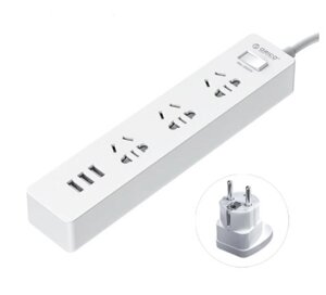 Подовжувач Power Strip Orico XCS-3A3U 3 розетки та 3 спідниці 1.5 метра