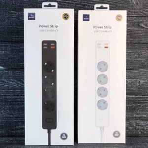 Мережевий подовжувач WiWU 20W Smart Power Strip 4 розетки 220 V і 3USB