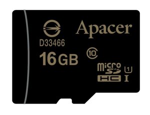 Картка пам'яті MicroSDHC 16 GB C10 UHS-I APACER + adapter AP16GMCSH10U1-R