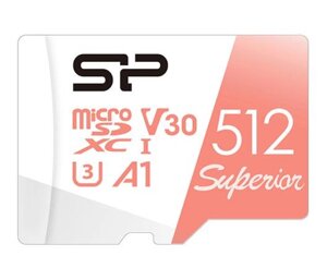 Карта пам'яті MicroSDXC 512 GB SILICON POWER Superior Pro Color U3 A1 V30 швидкість запису 90 МБайт / сек
