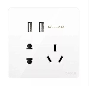 Розетка універсальна подвійна з USB Xiaomi OPPLE K12 (K128502) White