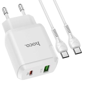 Hoco n5 2 usb 30w швидкий зарядний пристрій блок і кабель-компонент білий