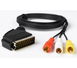 Кабель Scart тато — 3*RCA тато завдовжки 1.2 метра