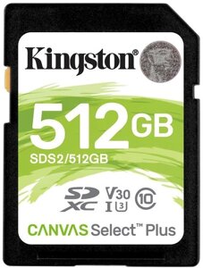 Картка пам'яті SDXC Kingston Canvas Select Plus 512Gb UHS-1 U1 V10 (SDS2/512GB)