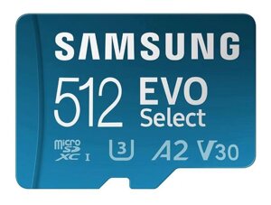 Картка пам'яті Samsung 512 GB microSDXC UHS-I U3 V30 A2 EVO Select