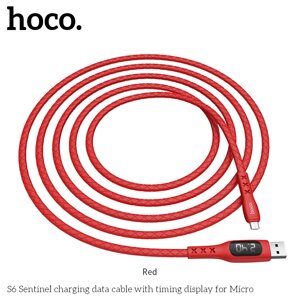 Кабель HOCO S6 з дисплеєм MicroUSB Sentinel Tming Display 1.2m червоний