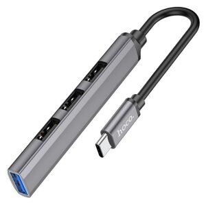 USB-C адаптер хаб Hoco HB26 Type-C to USB3.0 + 3*USB2.0 tarnish 6931474765482