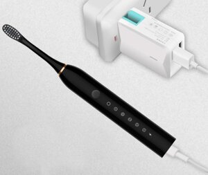 Ультразвукова зубна щітка Sonic Toothbrush X-3 + 4 насадки чорна