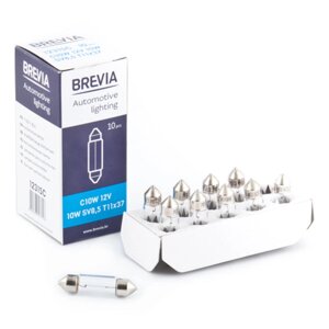 Лампа розжарювання Brevia C10W 12 V 10 W SV8.5 T11x37 CP упаковка з 10 штук