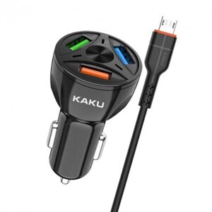 Автомобільний зарядний пристрій у прикурювач KAKU KSC-493 QC3.0 3USB 20 Вт з кабелем MicroUSB