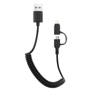 Кабель пружина AWEI Cmbo Lightning+Micro USB Spring CL-53 1 чорний метр