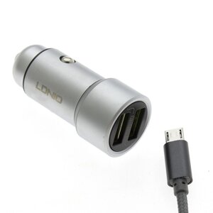 Автомобільний зарядний пристрій LDNIO C302 3.6 A 2 USB/micro-USB