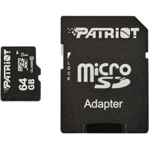 Картка пам'яті Patriot microSDXC LX Series 64 GB Class 10 UHS-I і SD-адаптер PSF64GMCSDXC10