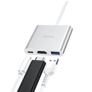 Перехідник Type-C На USB 3.0 + HDMI концентратор розгалужувач HOCO HB14