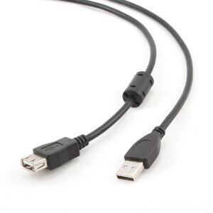 Кабель Usb 2.0 AM/BM, 1.8m, 2 ферити, прозорий чорний, пакет