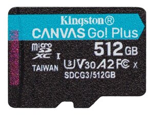 Картка пам'яті Kingston microSDXC Canvas Go! Plus 512GB Class 10 UHS-I V30 A2 W-90MB/s R-170MB/s