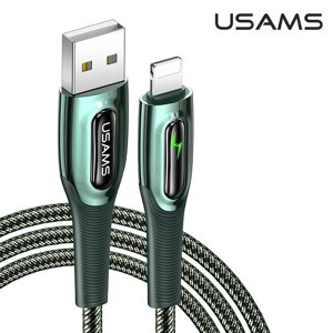 Кабель USAMS Lightning Smart Power Off Cable Raydan Series US-SJ470 2 метри чорний із підсвіткою