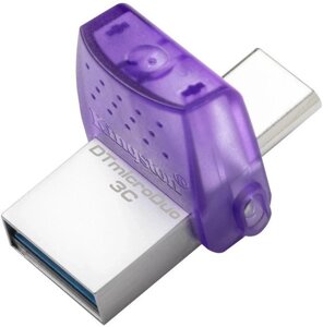 Флешка подвійна usb3.0 + TypeC — 128 ГБ Kingston65UO3CG3 microDuo 3C металева