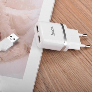 Блок живлення з кабелем Hoco C12 2.4 A 2 USB + lightning для iPhone 11 X 8 7 6 у комплекті