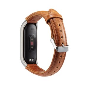 Браслет Xiaomi Mi Band 3/4 ремінець шкіряний Luxury Leather коричневий