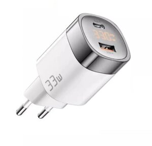 Зарядний пристрій Essager EU 33W GaN USB 1U+1C з екраном (JT-P18)