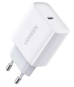 Зарядний пристрій для iPhone 8 — 12 UGREEN CD137 — 20 W EU PD QC4.0 / 3.0 / 2.0 BC1.2 1*USB Type C