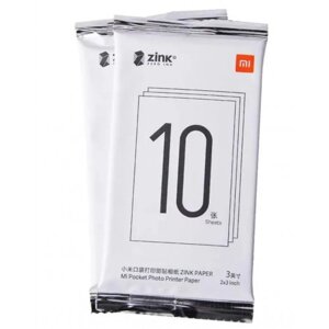 Фотопапір для принтера миттєвого друку ZINK Mi Pocket photo printer 2x3 дюйми 20 аркушів
