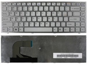 Клавіатура для ноутбуків Sony Vaio VPC-S біла зі сріблястою рамкою RU/US