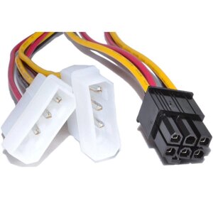 Кабель 6 pin to 2 molex Video power