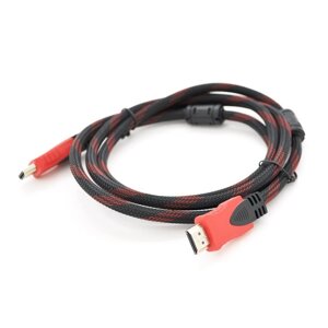 Кабель HDMI-HDMI 2.0m. v1.4 2 фільтри обплетення круглий RED/Black