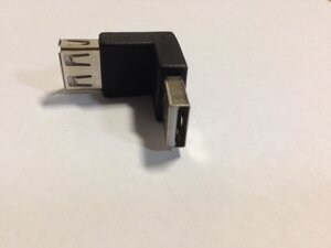 Перехідник штекер USB A — гніздо USB A кутовий