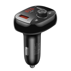 Адаптер автомобільний USAMS with Bluetooth FM Digital Display US-CC143 C25 2USB/1Type-C, 3A/50W, QC/PD, TF