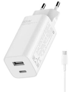 Зарядний пристрій Xiaomi 65W GaN Charger (з кабелем Type-A + Type-C) BHR5515GL