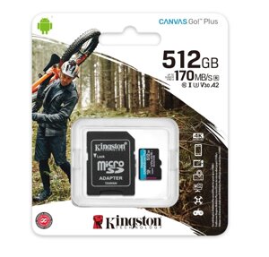 Картка пам'яті Kingston MicroSDXC 512 GB Canvas Go! Plus U3 V30 A2 + SD-адаптер (SDCG3/512GB)
