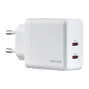 Адаптер — блок живлення — ЗП USAMS CC172 T54 40 W Dual Type-C Ports GaN Fast Charger білий