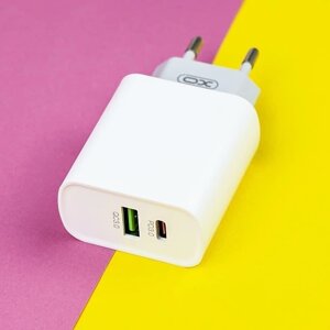 Зарядний блок PD XO L64 18 W на 2 порти 1 USB + 1 USB-C швидкого заряджання