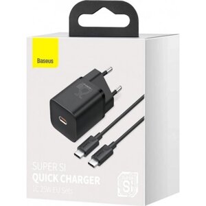 Комплект зарядний Baseus PD Charger 25 W + кабель USB-C — USB-C TZCCSUP-L01