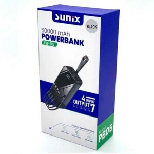 Зовнішній портативний акумулятор Sunix PB-05 50000mAh 2.1 A 5 W 2xUSB / Type-C / MicroUSB