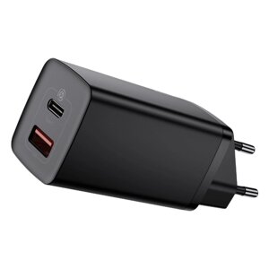 Мережевий зарядний пристрій Baseus GaN2 Lite 2 порти, USB + Type-C 65W Чорний (CCGAN2L-B01)