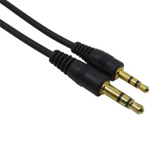 Кабель Aux Audio DC3.5 тато-тато 5.0 м, Gold Stereo Jack, круглий Black cable, Пакет